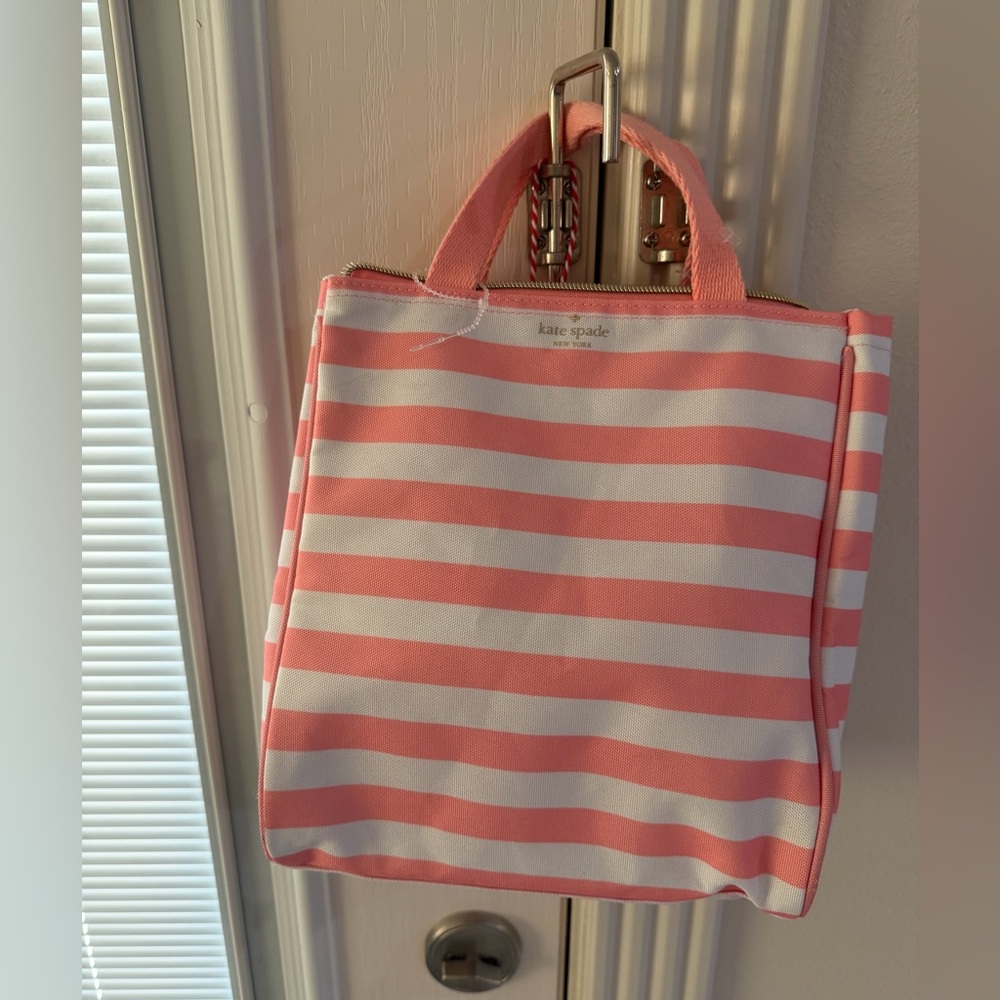 kate spade Pink and White Striped Canvas Tote